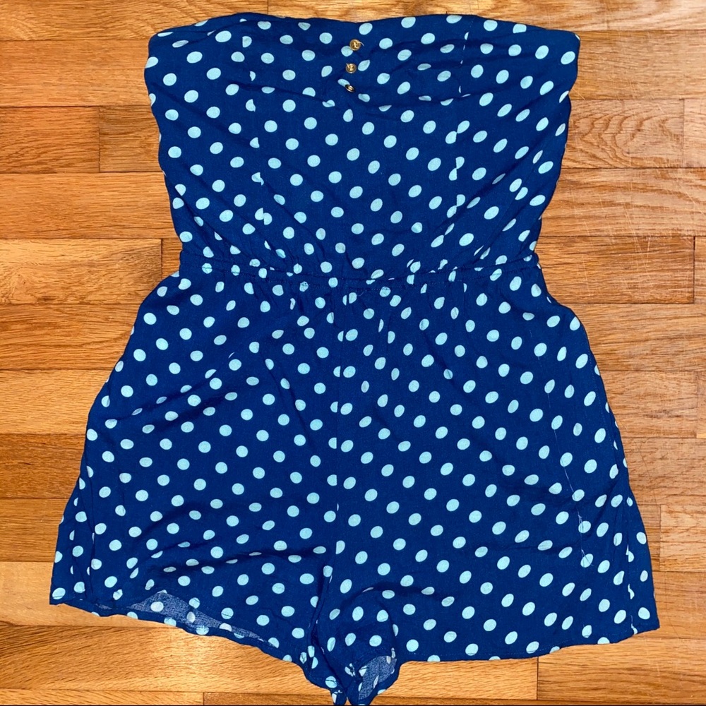 Blue Polka Dot Romper (with pockets!)